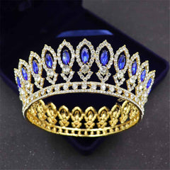 Aveuri Vintage Wedding Queen King Tiaras And Crowns Bridal Head Jewelry Accessories Women Diadem Pageant Headpiece Bride Hair Ornament