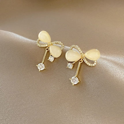 LATS Luxury Gold Super Fairy Zircon Pearl Drop Earrings for Women Girl 2023 Elegant Copper Earring Fashion Jewelry Wholesale