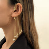 Back to college 2023 Personality Tassel Chain Skull Earrings Fashion Geometric Metal Earbone Clip Earrings For Women