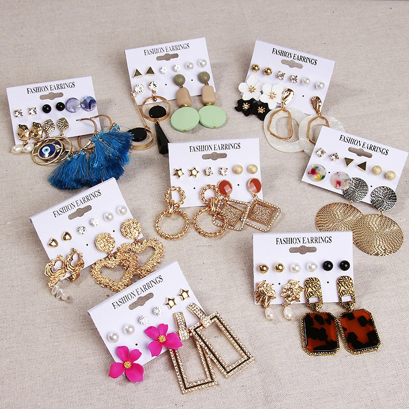 LATS Women's Earrings Set Tassel Acrylic Pearl Earrings for Women Bohemian Fashion Jewelry 2023 Geometric Kolczyki Drop Earings