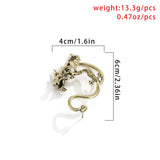Back to college 2023 Retro Personality Three-Dimensional Dragon-Shaped Earrings Fashion All-Match Geometric Alloy Earbone Clip Earrings