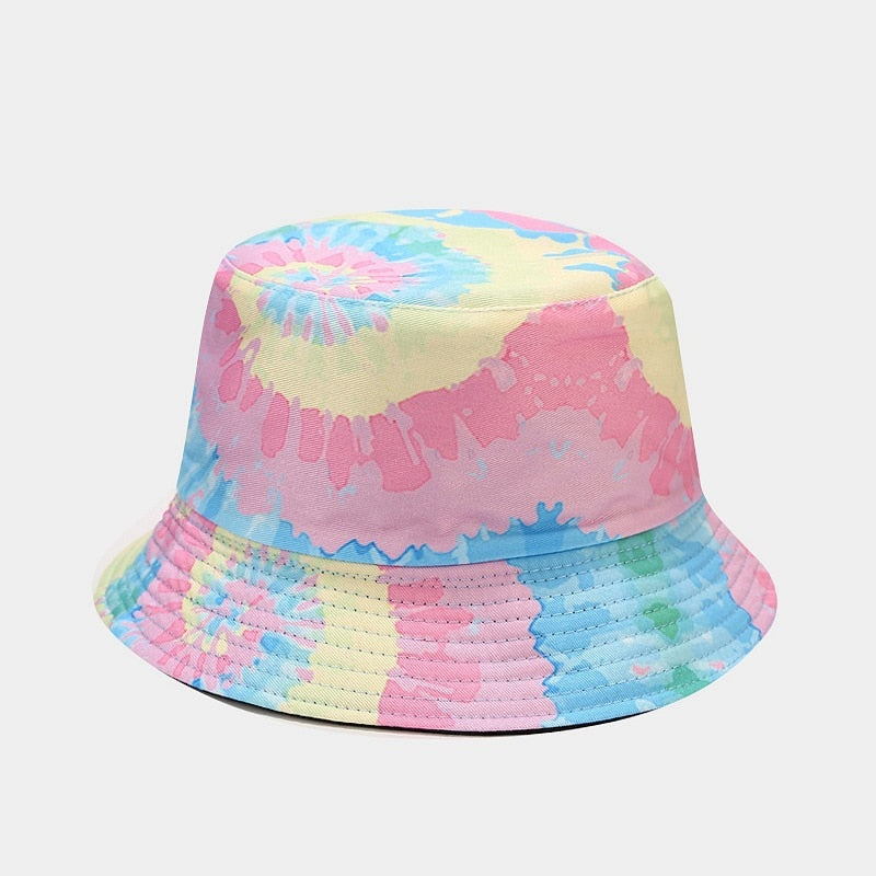 Aveuri Back to school Unisex Hat Black Tie Dye Double-Sided Simple Bob Hip Hop Bucket Hat Women's Summer Sunscreen Panama Beach Fishing Bunny Sun Cap