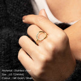Aveuri TRENDY Gold Color Stainless Steel Rings Luxury Jewelry Rings Mood Ring  Women Rings Rings For Women