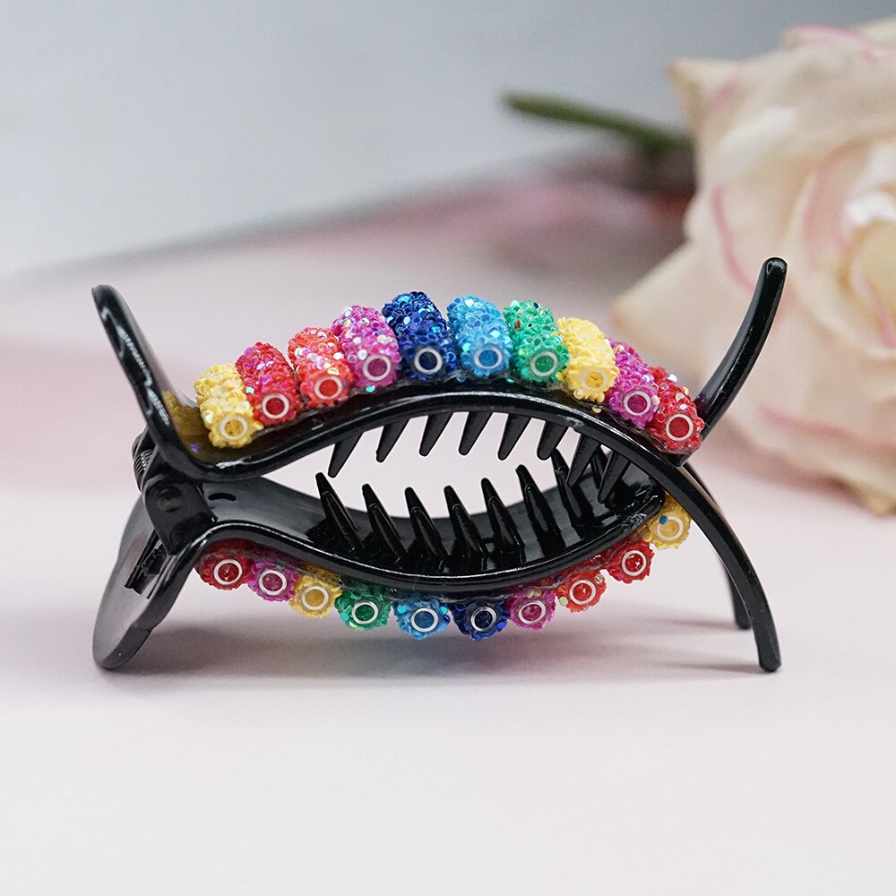 Aveuri Korean Rainbow Hair Claw Crabs Large For Ponytail Bun Hair Clamps Candy Color Clips Hairpin Fashion Headdress Accessories Gifts