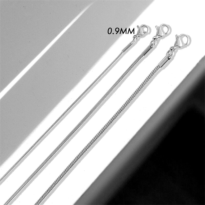 Aveuri Diameter 0.9Mm/1.5Mm/2Mm Necklace Women Stainless Steel Chains Necklaces Metal Fashion TRENDY Snake Chain Necklace