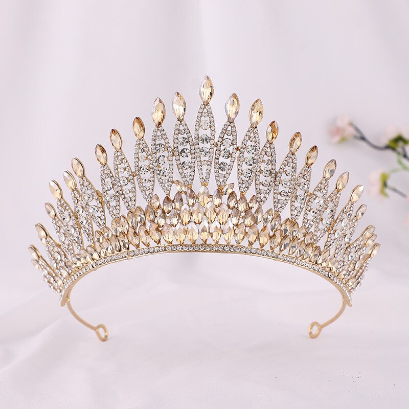 Aveuri Crystal Crown Bridal Wedding Hair Accessories For Women Rhinestone Tiaras And Crowns Party Hair Jewelry Bridesmaid Headpiece