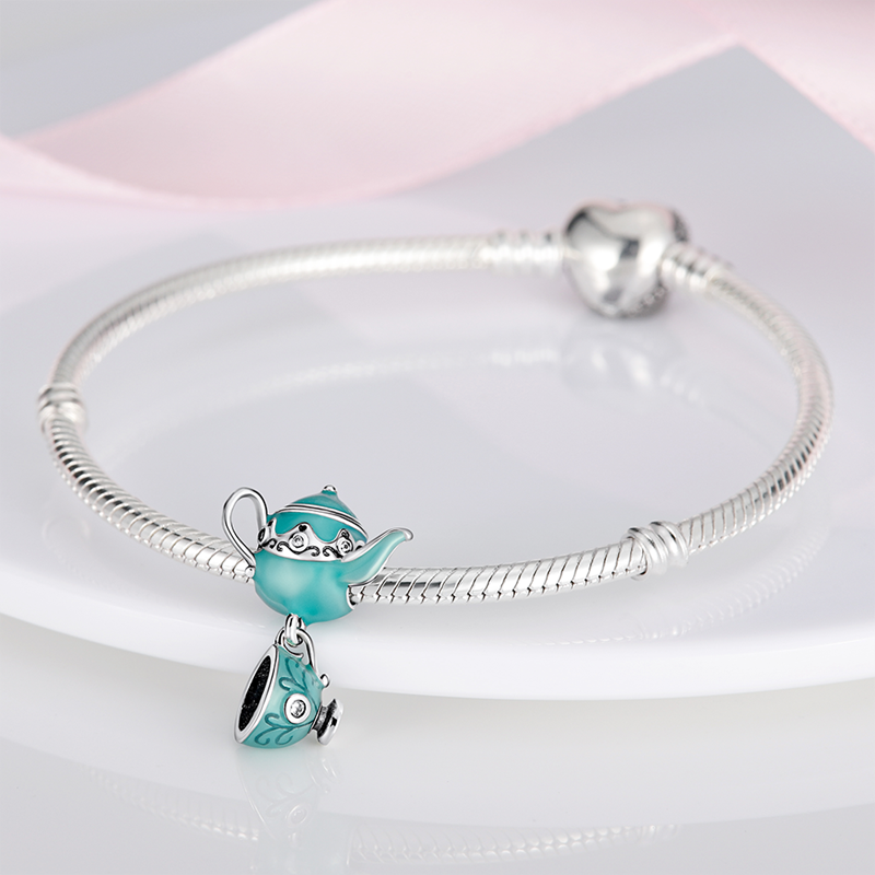 plata charms of ley 925 Fit Original Pandach Bracelet Necklace Teacup teapot beaded Silver Color Pendant Beads Women Jewelry