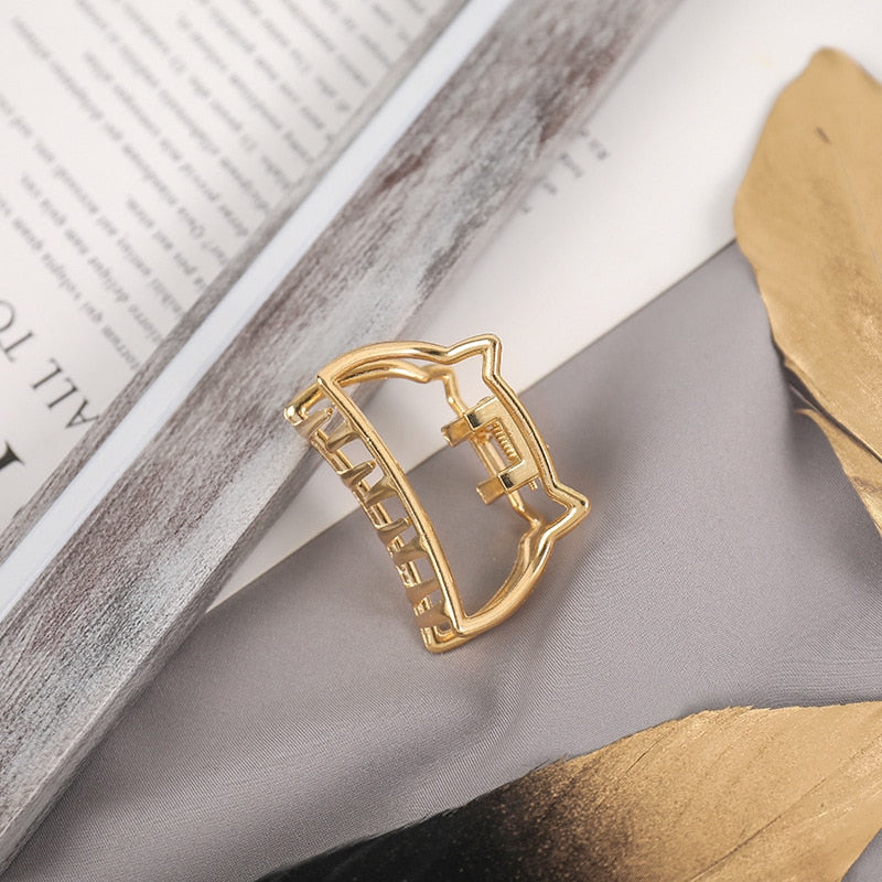 Aveuri Back to school Fashion Gold Silver Hollow Geometric Hair Clips Metal Hair Claw Cross Hairclip Headband Hairpin Hair Crab Women Hair Accessories