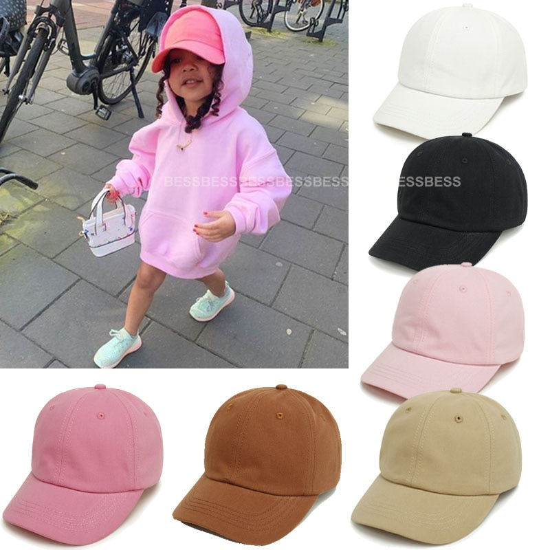Aveuri 2022 New Children Sport Visors Hats Solid Color Adjustable Baseball Cap For Baby Soft Cotton Caps Boys Girls Outdoor Sun Hat