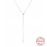 Aveuri S925 Sterling Silver Butterfly Water Drop Diamond Pendant Clavicle Necklace For Women Wedding Y-Shaped Chains Jewelry Gifts