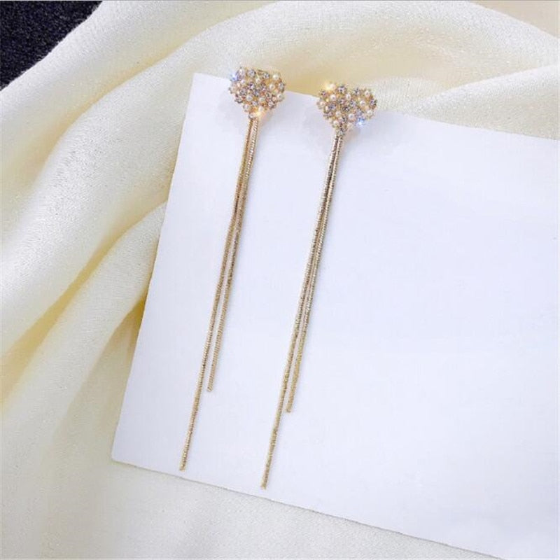 LATS Trend butterfly Pearl Long Earrings for women Moon Star Flower Rhinestone Wedding Dangle Earring Fashion Korean Jewelry