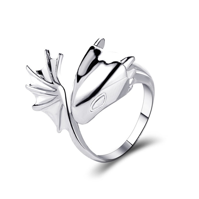 LATS Punk Vintage Evil Wings Rings for Women Men Couple Wedding Ring Opening Angel Wing Version Rings Korean Jewelry