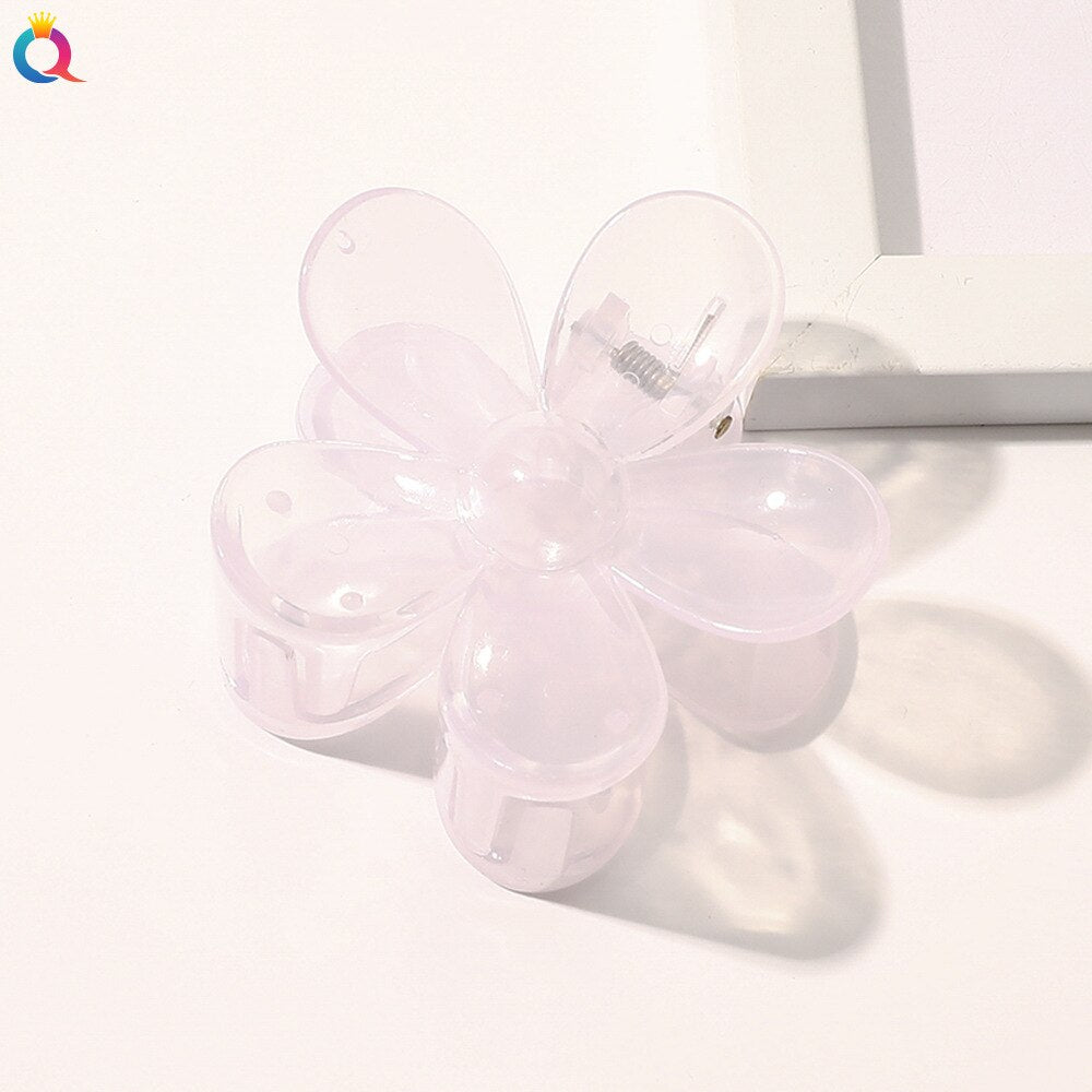 Aveuri Korea Flower Shape Hair Claw Clip For Women Girls Barrette Crab Hair Claws Ponytail Hairpins Bath Barrette Headwear Accessories