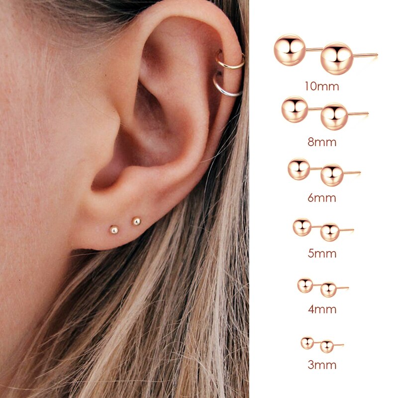 Aveuri Small Stud Earrings Women Simple Stainless Steel Earring Studs Diameter 3Mm 4Mm 5Mm 6Mm 8Mm 10Mm  Jewelry Wholesale Dropshipping