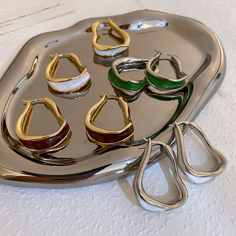 Aveuri 2023 New Fashion Irregular Oil Drop Metal Earrings Korean Personality Temperament All-Match Earrings For Women Girls Party Jewelry