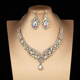 Baroque Crystal Water Drop Bridal Jewelry Sets Rhinestone Tiaras Crown Necklace Earrings for Bride Wedding Dubai Jewelry Set