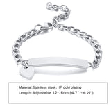 Custom Personalized Name Baby ID Bracelet, Stainless Steel Curb Chain Link Crown Bracelet Newborn Gilrs Boy Gifts Not Allergic