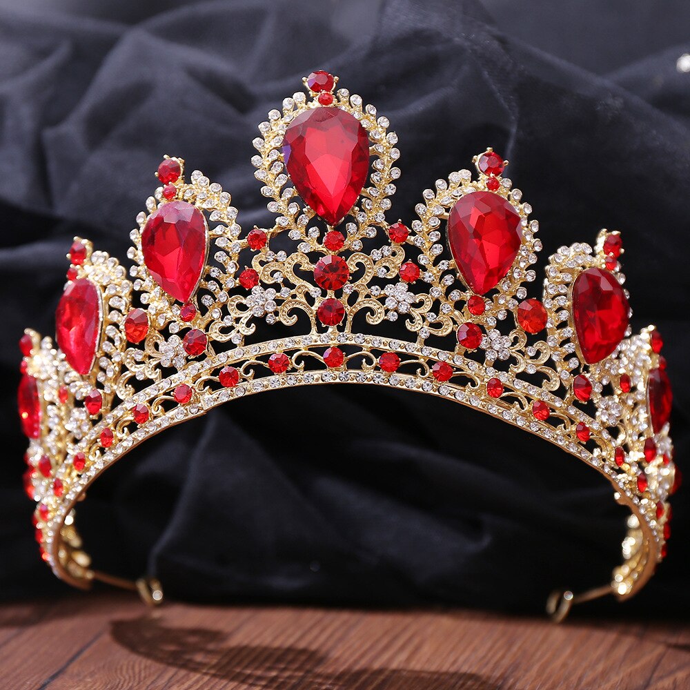 Baroque Big Crystal Bridal Tiaras Crown Rhinestone Pageant Diadema Royal Queen Princess Headpieces Wedding Hair Accessory