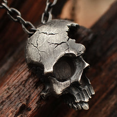 Retro Half Skull Necklace Silver Alloy Skeleton Pendant Trendy Vintage Gothic Jewelry Choker Pendants bronze Necklaces for Gift