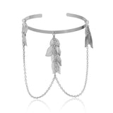 AVEURi 2023 Punk Hip Hop Silver Color Tassel Bracelet For Women Men Gothic Hand Geometric Leaves Bracelets Arm Bangles Couple Jewelry