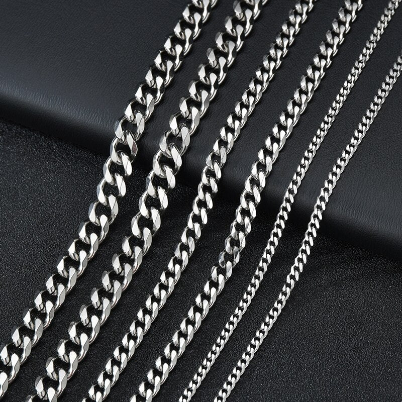 Hip Hop Cuban Chain Necklace Men Punk Stainless Steel Gold Black Silver Color Necklace Male Collar Necklace Women Jewelry