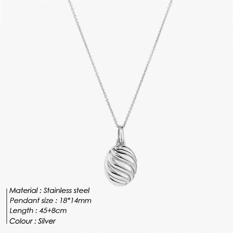 Aveuri Classic Croissant Pendant Necklace Women 316L Stainless Steel Gold Color Chain Necklace For Women Unisex Jewelry Gift