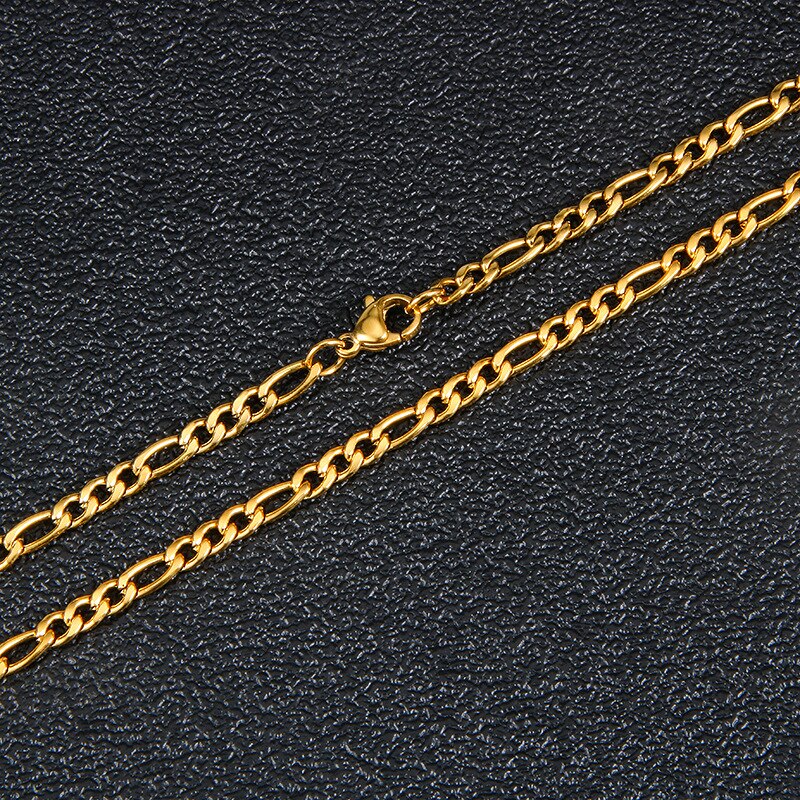 Punk Figaro Chain Choker Necklace Men Stainless Steel 4mm Gold Black Silver Color Long Chains Necklaces Male Hip Hop Jewelry