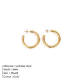 Aveuri 25Mm Gold Color Earring Simple Thick Round Circle Stainless Steel Earrings For Women Punk Hiphop Jewelry