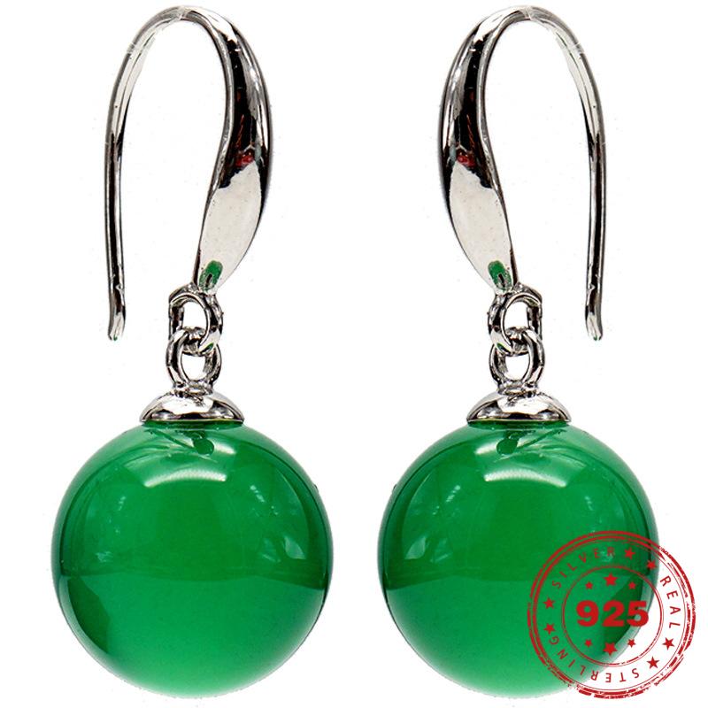 HOYON S925 Silver color Natural Emerald Jewelry Earring for women Jade Jewelry Bizuteria Orecchini Drop Garnet Earrings for gift