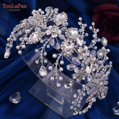 Aveuri Trendy Bridal Headband Wedding Crown Hair Accessories Bride Hair Ornaments Crystal Headdress Prom Tiara For Women