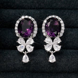 Graduation Gift Gorgeous Purple Cubic Zirconia Dangle Earrings for Women Exquisite Birthday Gift Fashion Accessory Wedding Party Jewelry