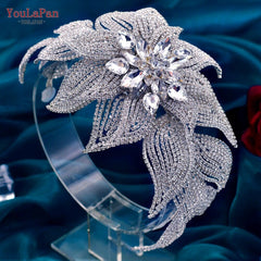 Aveuri HP455 Wedding Headpiece Crystal Flower Bridal Hair Accessories Bride Headwear Pageant Crown Women Hair Ornament Jewelry