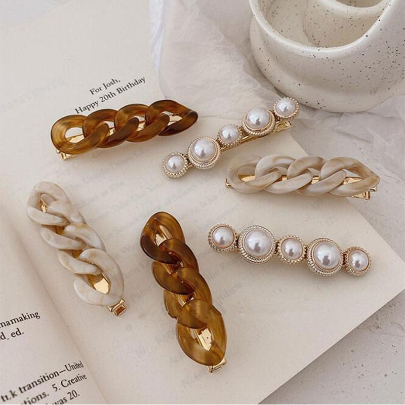 Aveuri Back to school New Handmade Chain Hair Clips Gold Color Long Barrettes Hair Clips For Women Girls Korean Fashion Hairpin Hair Accessories Gifts