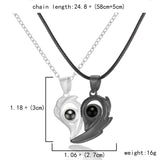 Titanium Stainless Steel Flame Magnetic Heart Couple Necklace I Love You 100 Languages Projection Necklace for Women Men Jewelry