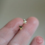 HI MAN 925 Sterling Silver Plated 14K Gold Simple Glossy Butterfly Stud Earrings Women Korean Sweet Cute Party Jewelry