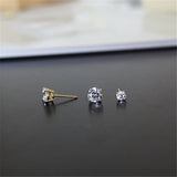 HI MAN 925 Sterling Silver Fashion Mini Zircon Stud Earrings Women 14K Gold Plated Simple Nordic Jewelry