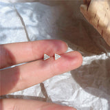 HI MAN 925 Sterling Silver French Exquisite Simple Zircon Triangle Stud Earrings Women Fashion Elegant Jewelry